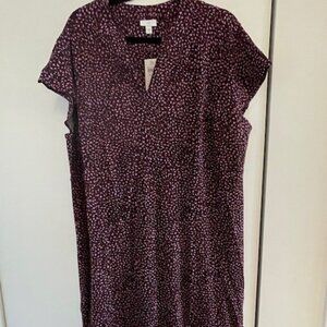 J Jill Short Sleeve V-Neck Printed Dress